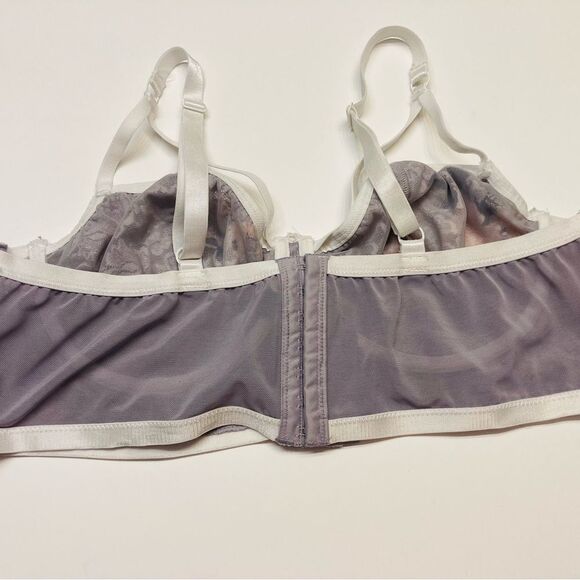 Torrid Mesh Floral Longline‎ Unlined Underwire Bralette Bra Size 2 2X White Gray - Picture 3 of 6